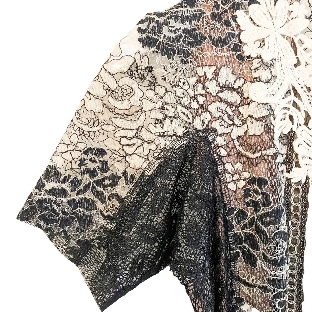 Beguile by Byron Lars Melange Lace Pencil Dress in Black and Ivory - Picture 5 of 12